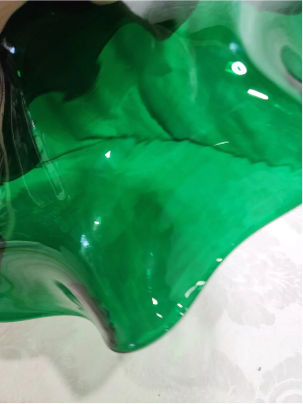 Vintage Blenko Emerald Green Hand Blown Glass Compote Bowl 11